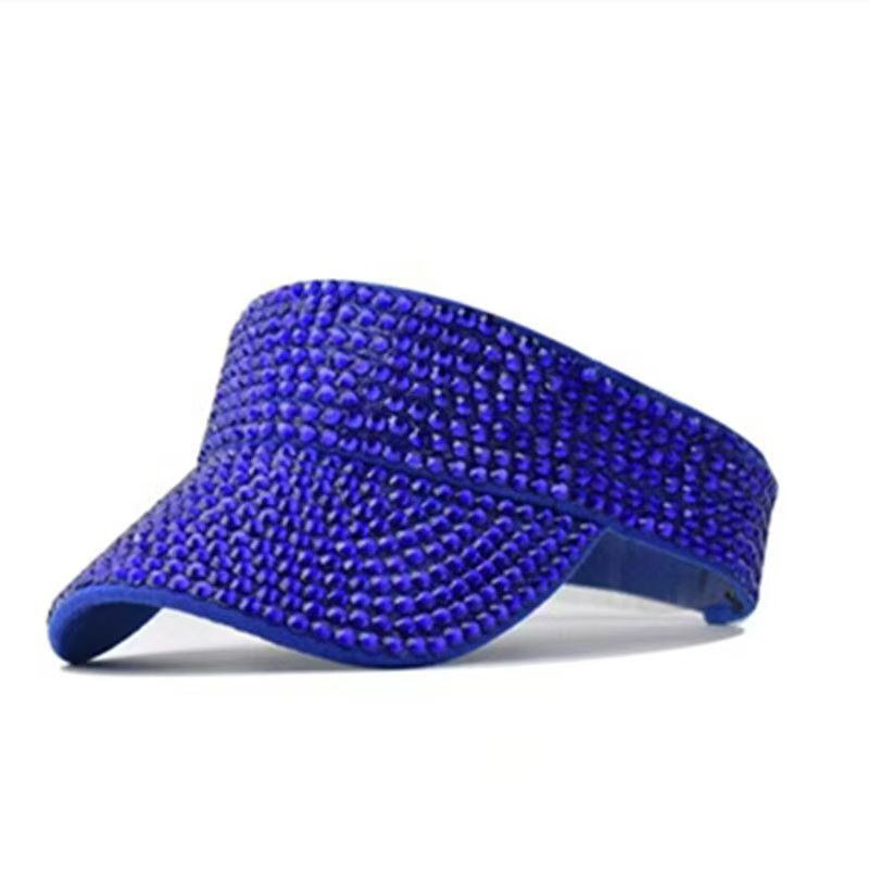 Rhinestones Sport Sun Visor Adjustable Summer Cap Visor Caps for Women Blue(115)
